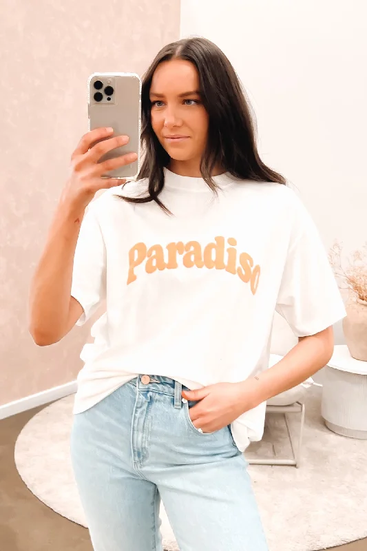 Sweet Puffy Skirt Paradiso Vibes Tee Vintage White