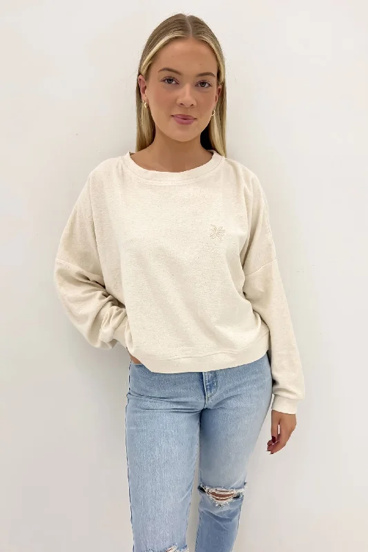 Boutique style Reverse Terry Slouch Fleece Natural