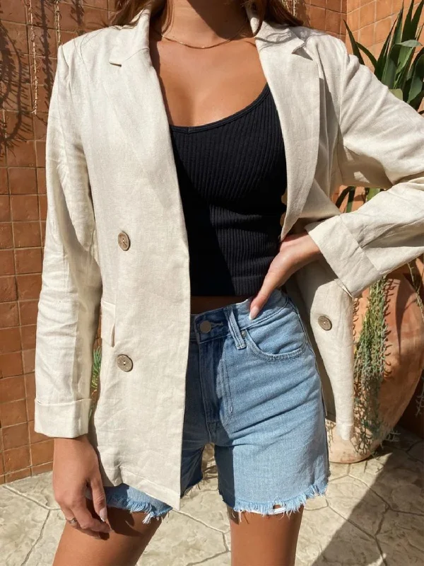 Street Style Suit Lapel Collar Long Sleeve Blazer