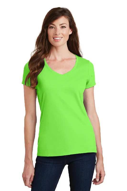 Sweet Flower Style Port & Company Womens Fan Favorite Short Sleeve V-Neck T-Shirt - Flash Green - Closeout Sweet Flower Style Port & Company Womens Fan Favorite Short Sleeve V-Neck T-Shirt - Flash Green - Closeout