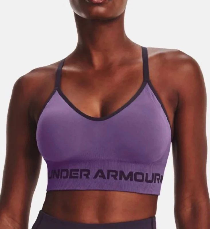Street Letter Style Seamless Low Long Sports Bra In 571- Retro Purple
