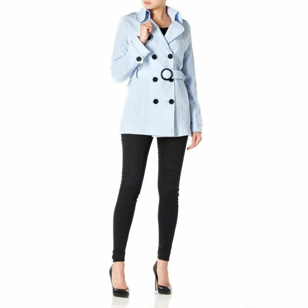 Street Personality Style Womens Spring/Summer Double Breasted Short Belted Coat (1710-SP) Street Personality Style Womens Spring/Summer Double Breasted Short Belted Coat (1710-SP)