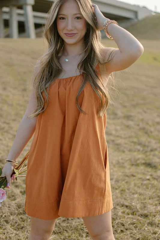 Street Letter Style Orange Criss Cross Mini Dress