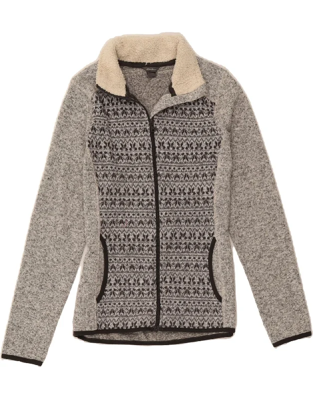 Fashion Style EDDIE BAUER Womens Tracksuit Top Jacket UK 10 Small Grey Fair Isle