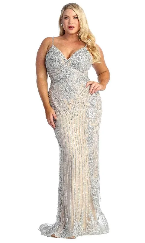 Literary Style May Queen - Beaded V-Neck Evening Gown RQ7946