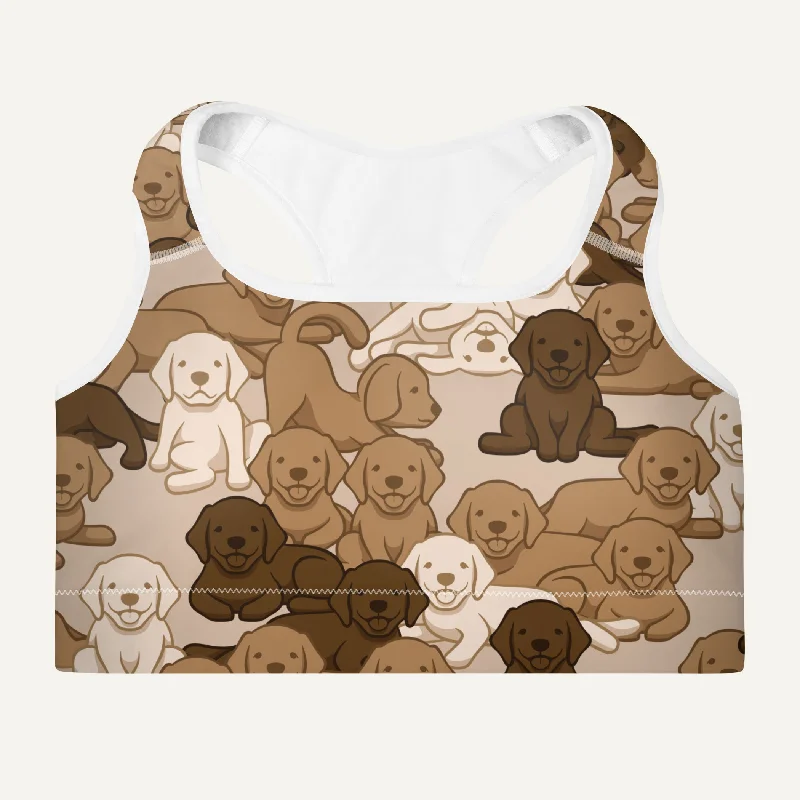 Sweet Pink Color Dogs Camouflage Desert Padded Sports Bra