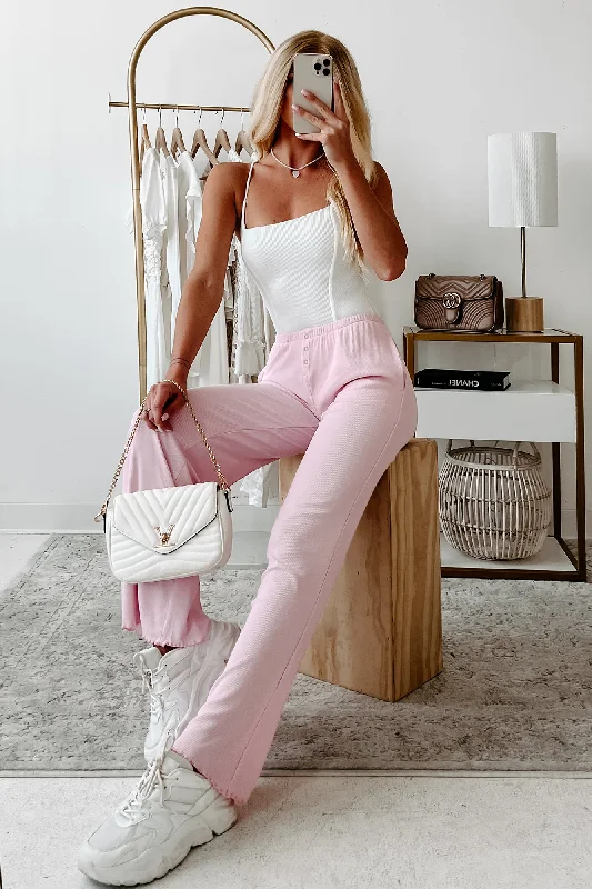 Sports Vitality Style All Tuckered Out Ribbed Lounge Pants (Cool Pink)