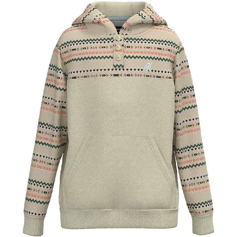 Literary Style Youth Girls "Jimmy" Cream w/ Multi Color Aztec Hoody