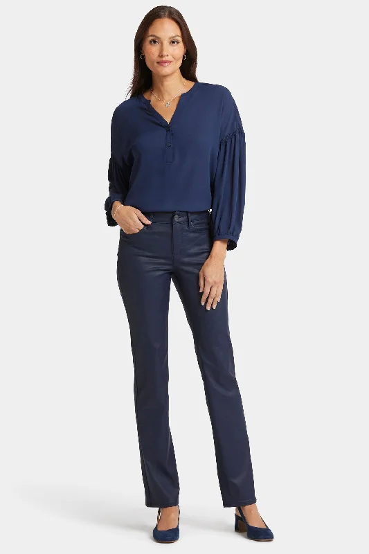 Sweet Short Skirt Style Coated Marilyn Straight Jeans - Starless Sky Coated