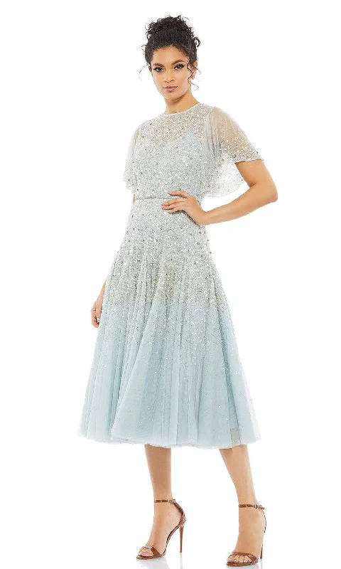 Urban Fashion Mac Duggal - 93655 Softy Bell Sleeve Tea Length Dress