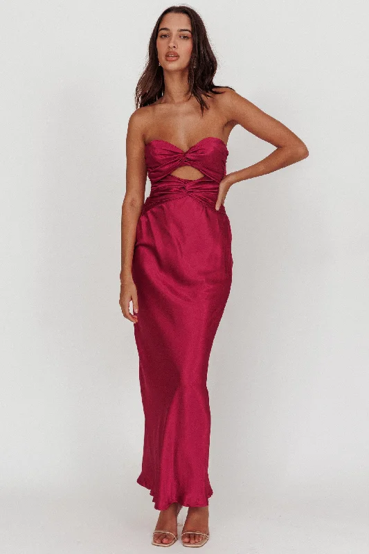 Sports Fitness Style Good Impression Double Twist Maxi Dress Plum