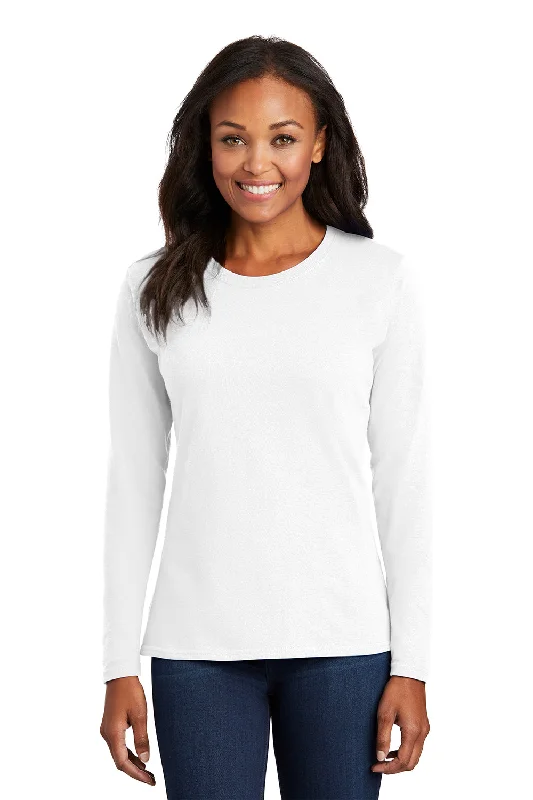 Amazing design Port & Company Womens Core Long Sleeve Crewneck T-Shirt - White