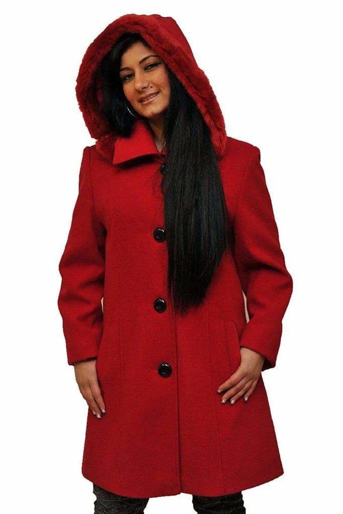 Fashionable sports De La Creme - Women's Faux Fur Trim Hooded Coat