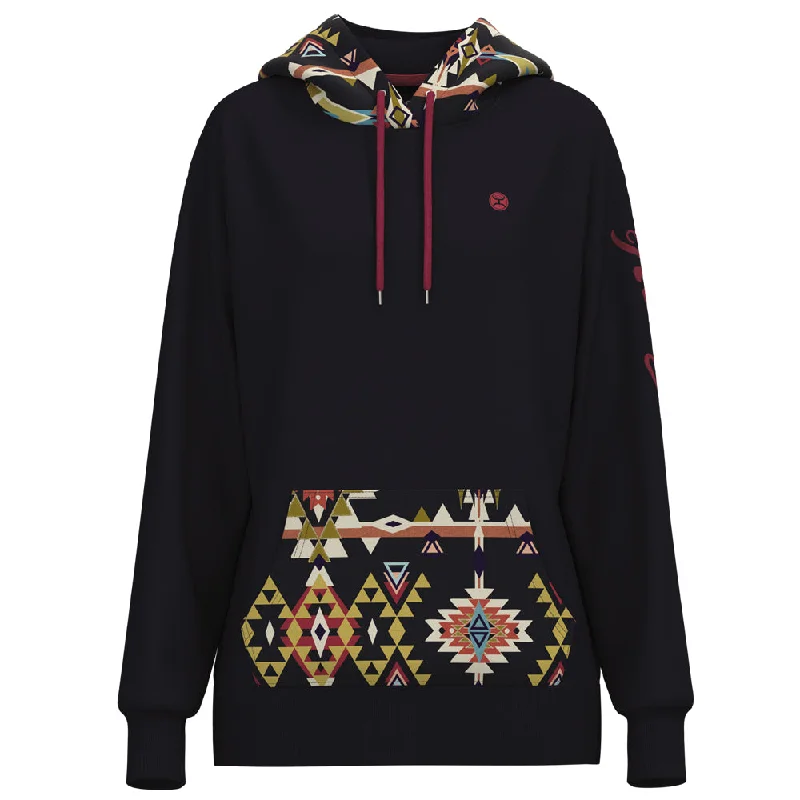 Sweet Small Flower Pattern "Summit" Navy/ multi-Aztec Hoody
