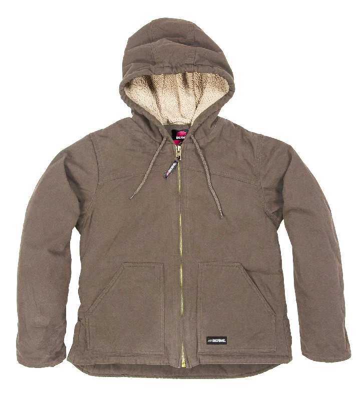 Sweet Korean Style Berne Tuscan 100% Cotton Ladies Hooded Coat Sherpa