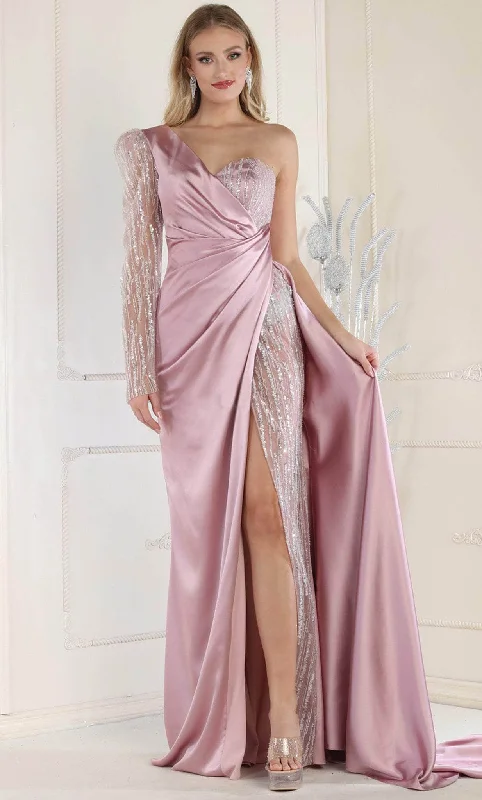 Sweet Modified Style May Queen RQ7980 - One Shoulder High Slit Evening Dress