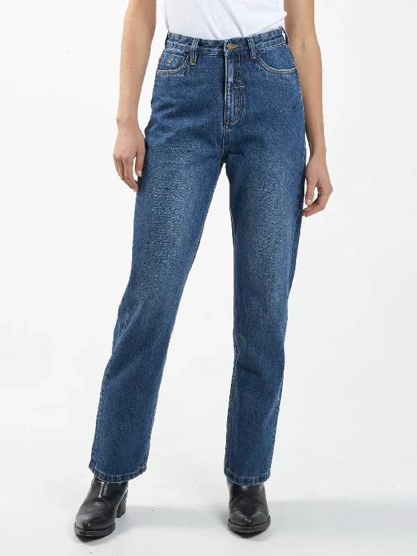 Retro Lace Fabric Pulp Jean - Roadhouse Blue