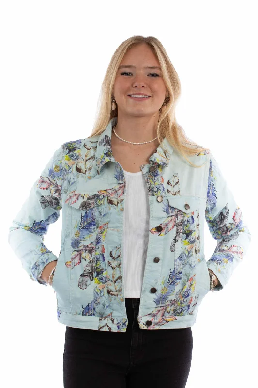 Hip-hop Style Scully Womens Feather Color Pops Pastel Blue Cotton Blend Cotton Jacket Hip-hop Style Scully Womens Feather Color Pops Pastel Blue Cotton Blend Cotton Jacket