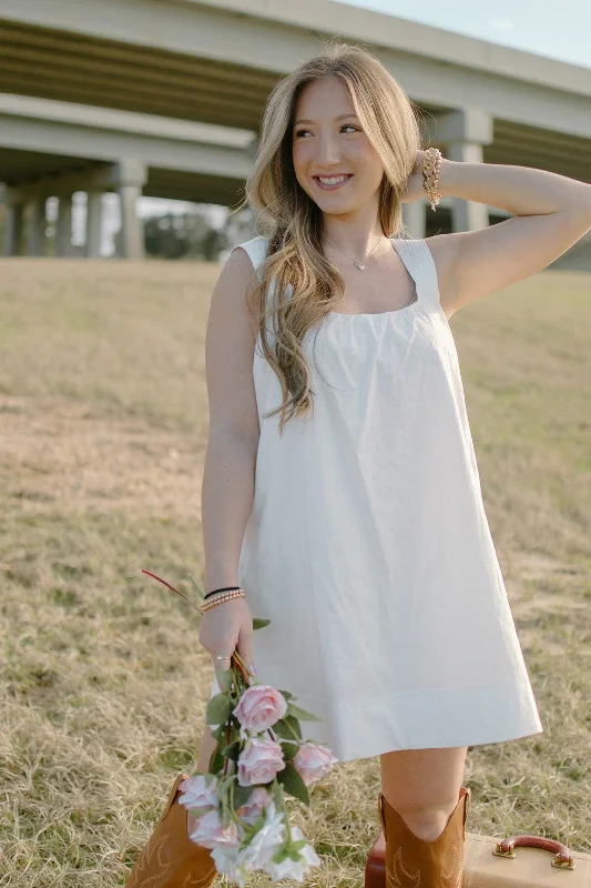 Retro Style White Criss Cross Mini Dress