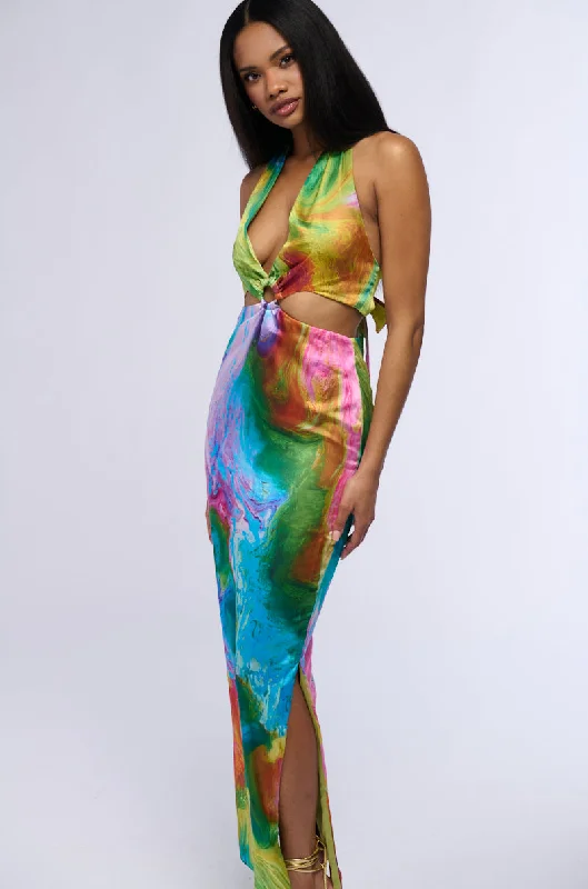 Sports litigation style FREE SPIRIT SATIN MAXI DRESS