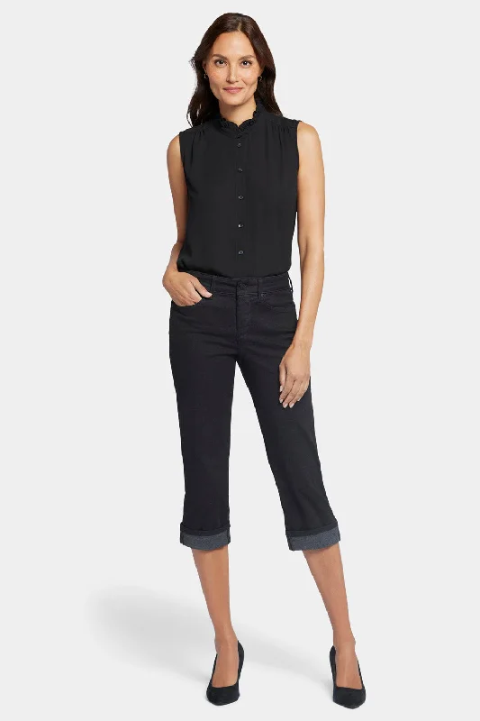 Romantic And Sweet Marilyn Straight Crop Jeans - Black