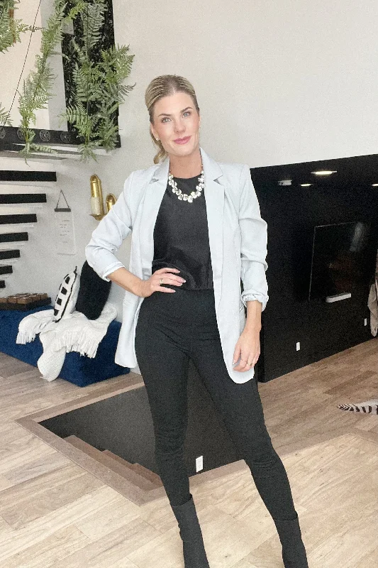 Sports outdoor style Light Gray Open Front Blazer