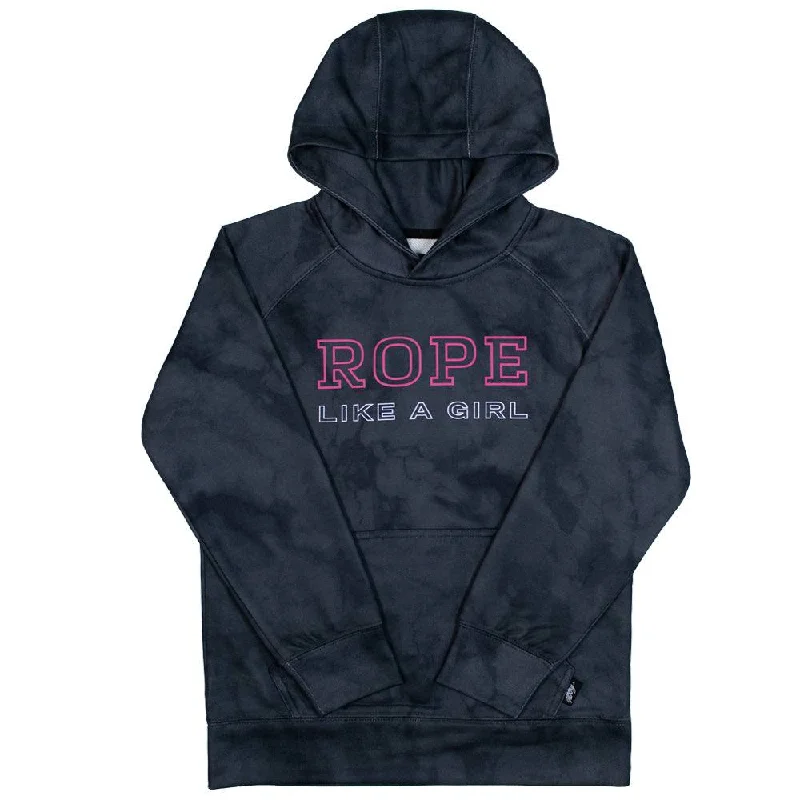Fashionable and versatile Youth "Rope Like A Girl" Black Marble Hoody