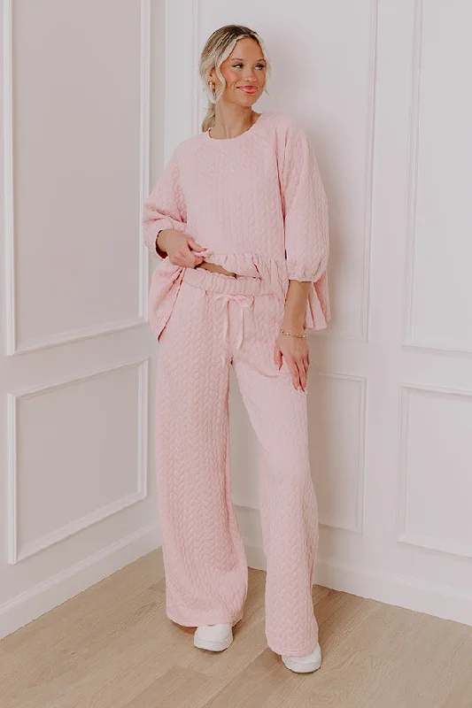 High waist design Chic A La Mode High Waist Knit Pants in Pink