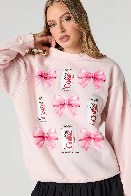 Sports Vitality Style Diet Coke Bow Graphic Fleece Sweatshirt