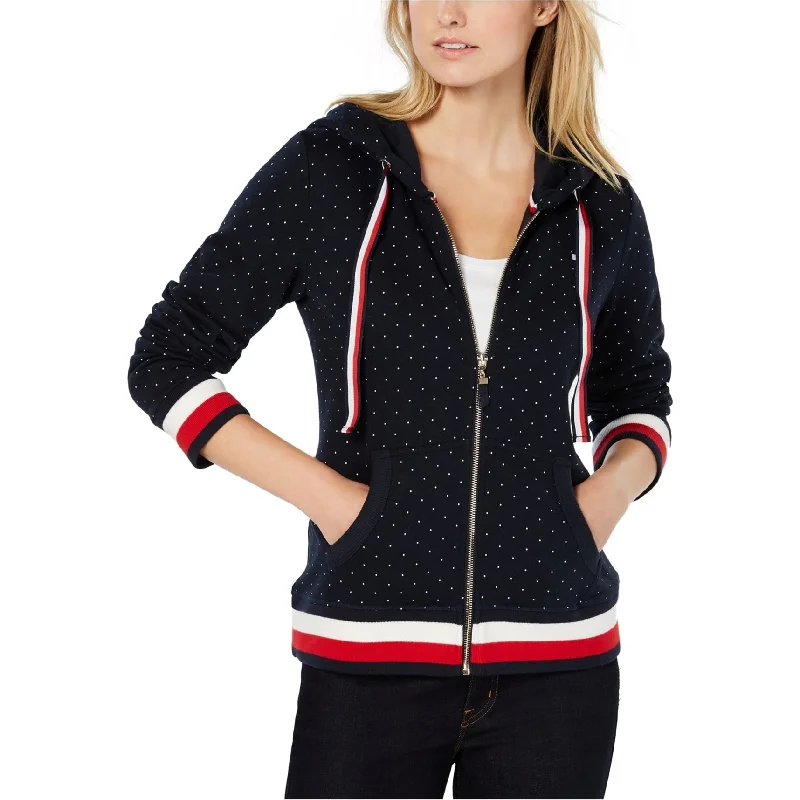 Street Vertical And Horizontal Design Tommy Hilfiger Womens Pindot Hoodie Sweatshirt, Blue, X-Small Street Vertical And Horizontal Design Tommy Hilfiger Womens Pindot Hoodie Sweatshirt, Blue, X-Small