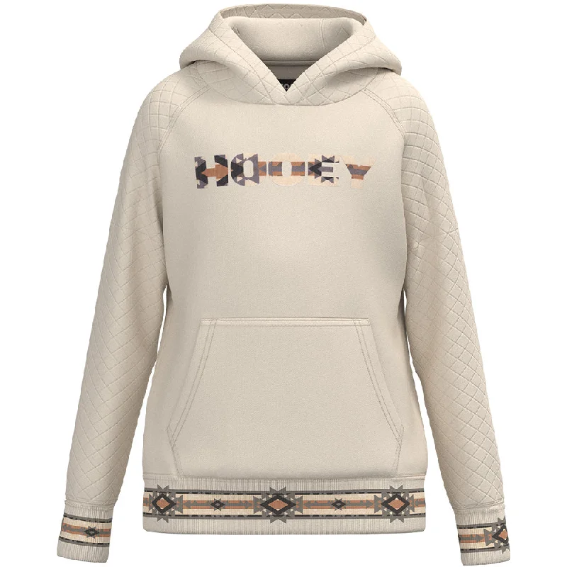 Retro Elegant Style Youth Girls "Legendary Hoody" Cream w/Quilted Pattern