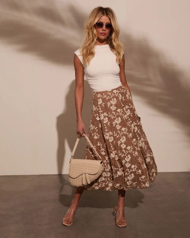 Sports Vitality Style Tova Crochet Floral Midi Skirt