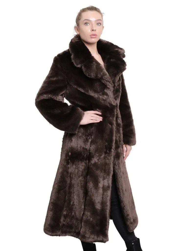 Personalized print De La Creme - Womens Faux Fur Long Coat