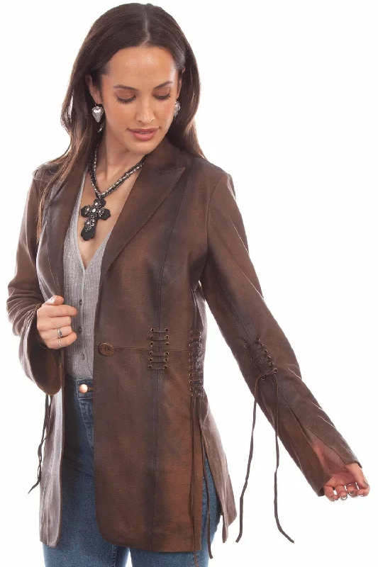 Street Fashion Style Scully Womens Stylish Blazer Vintage Brown Leather Leather Jacket L Street Fashion Style Scully Womens Stylish Blazer Vintage Brown Leather Leather Jacket L