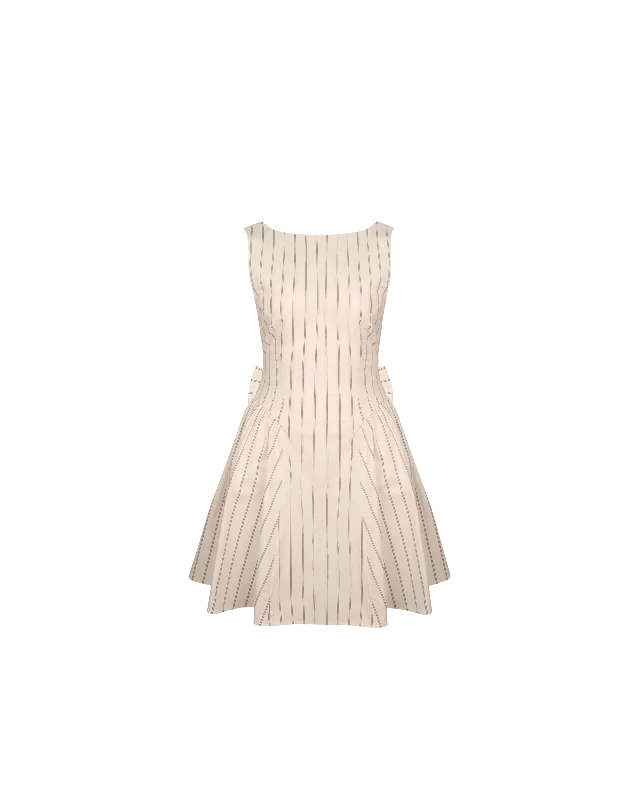 Creative Style CARMELA MINI DRESS COFFEE CREAM STRIPE