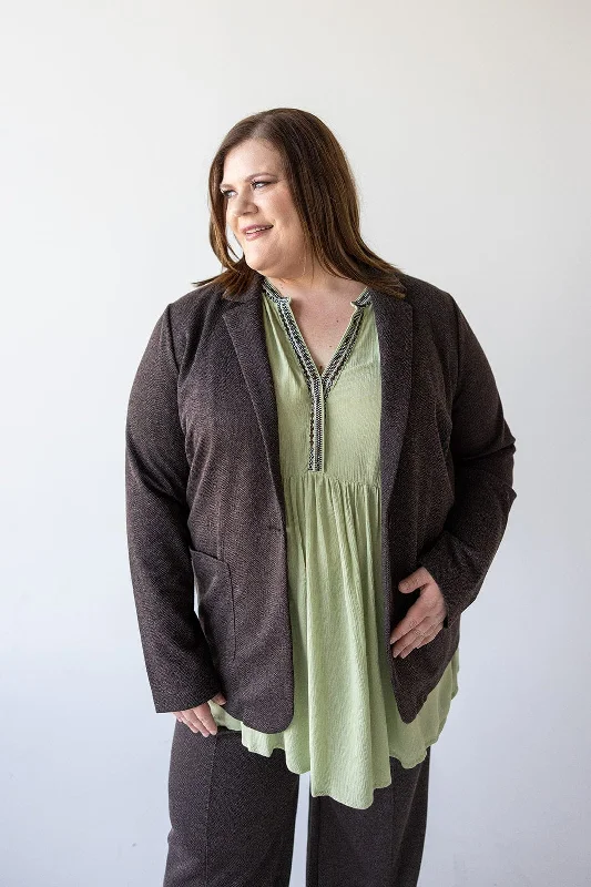 Street Letter Style CHOCOLATE BLAZER IN TWEED