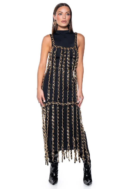 Sweet Chiffon Style MARLOWE ALL OVER CHAIN MAXI DRESS