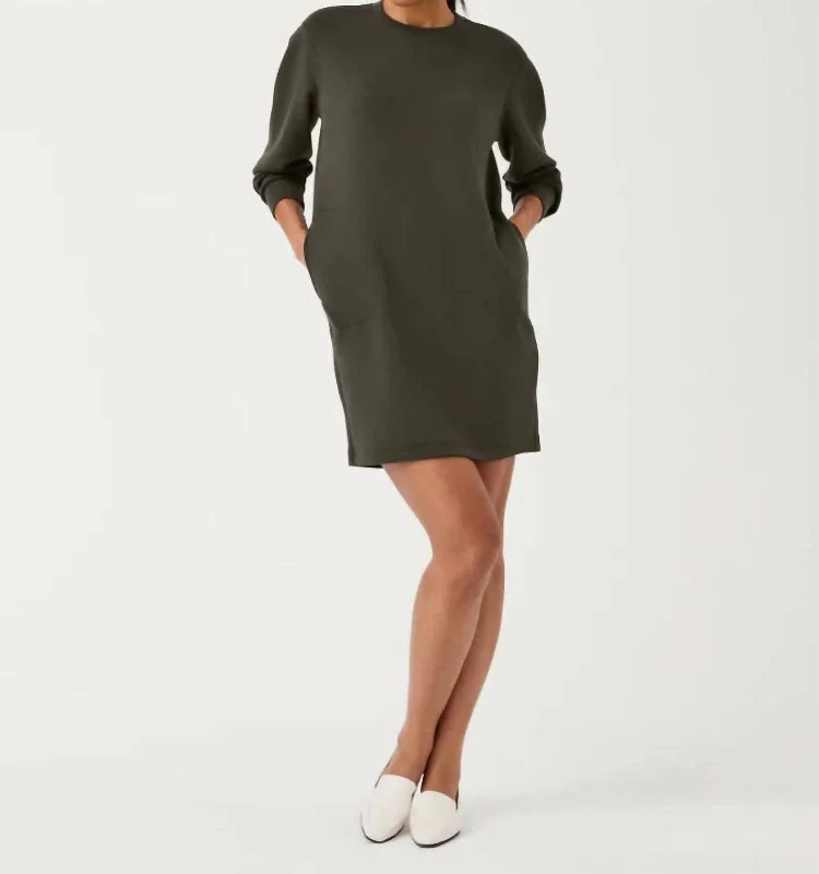 Sweet Puffy Skirt Air Essentials Crew Neck Dress In Olive