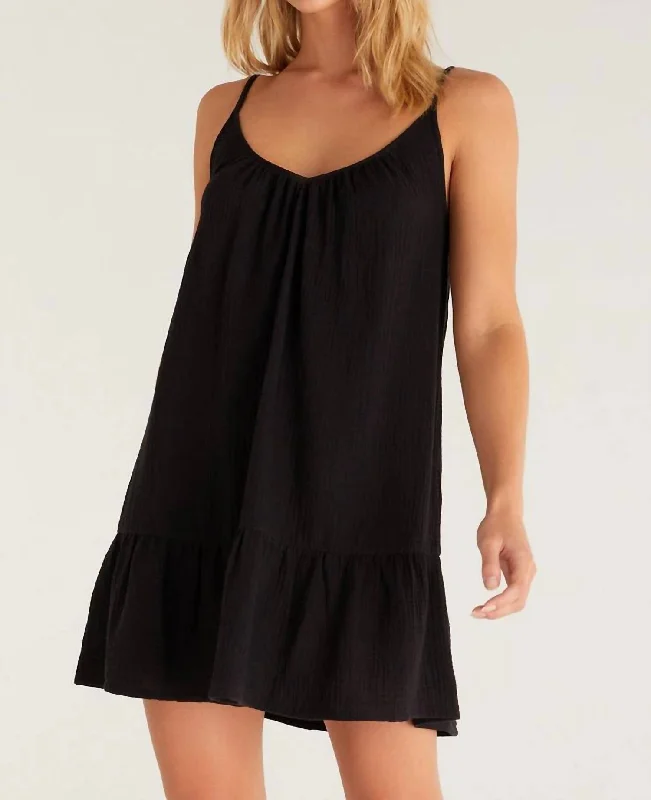 Sports fitness shoes Amalia Gauze Mini Dress In Black