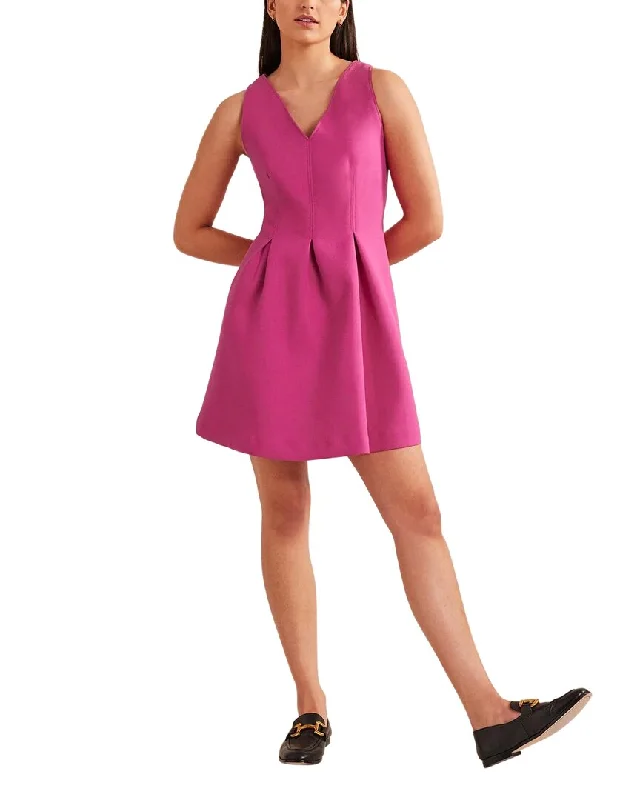 Romantic And Sweet Boden V-Neck Wool-Blend Skater Mini Dress