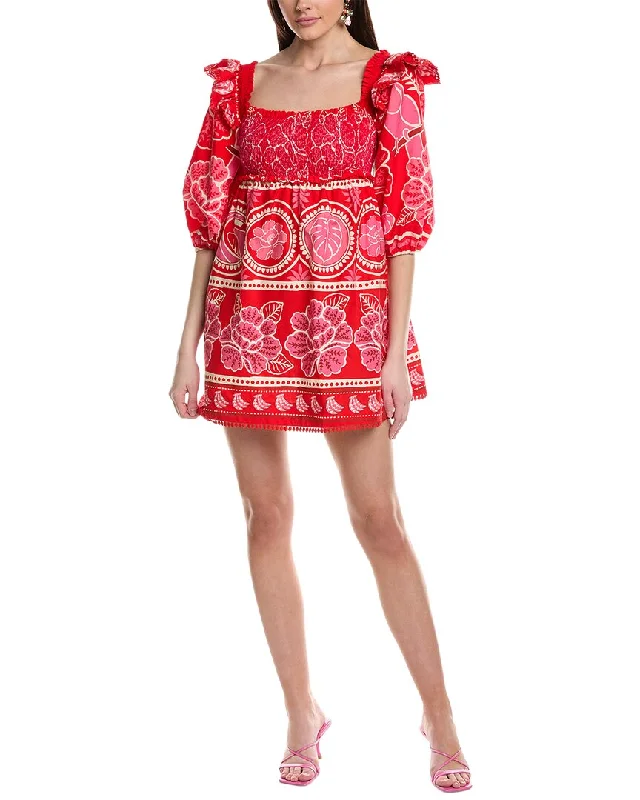 Round neck design FARM Rio Summer Sunrise Mini Dress