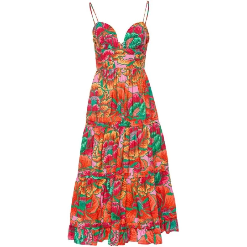 Street Style Suit Farm Rio Women's Beaded Spring Midi Dress