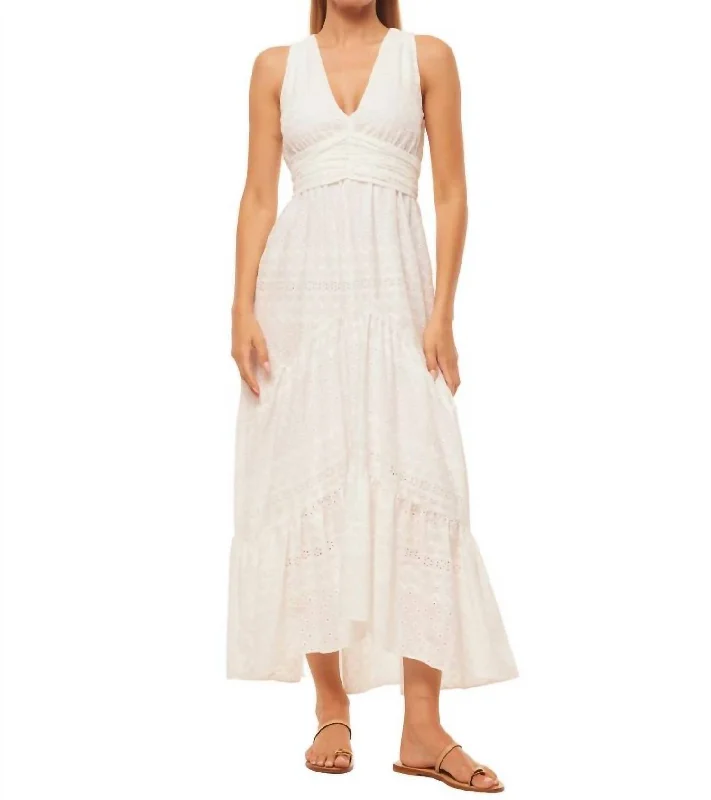 Sweet Korean Style Ksenia Eyelet Dress In White
