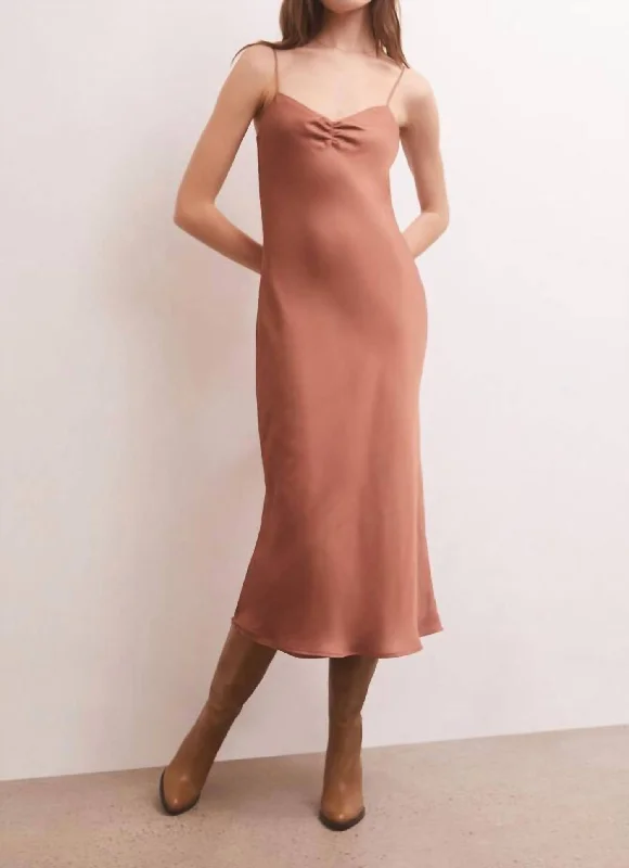 Sweet Princess Skirt Lark Lux Sheen Slip Dress In Penny