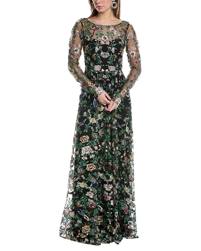 Street Sports Style Marchesa Notte Embroidery On Tulle Gown