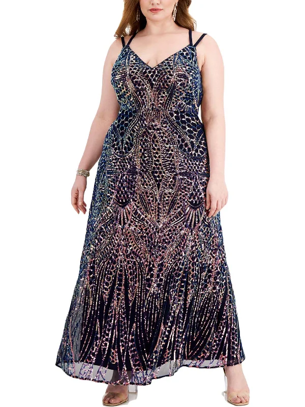 Elegant and noble Plus Womens Sequined Long Evening Dress