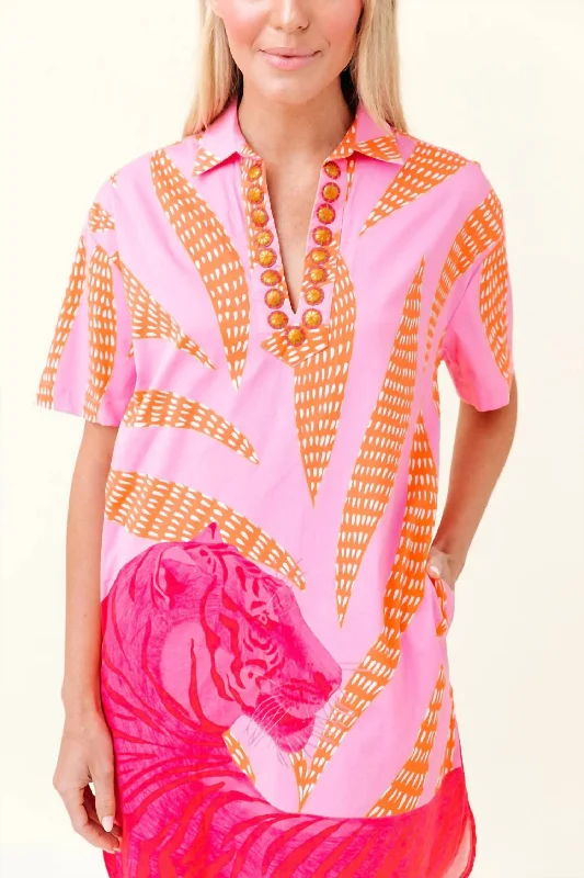 Retro Elegant Style Rhodes Dress In Candy Pink Tigress