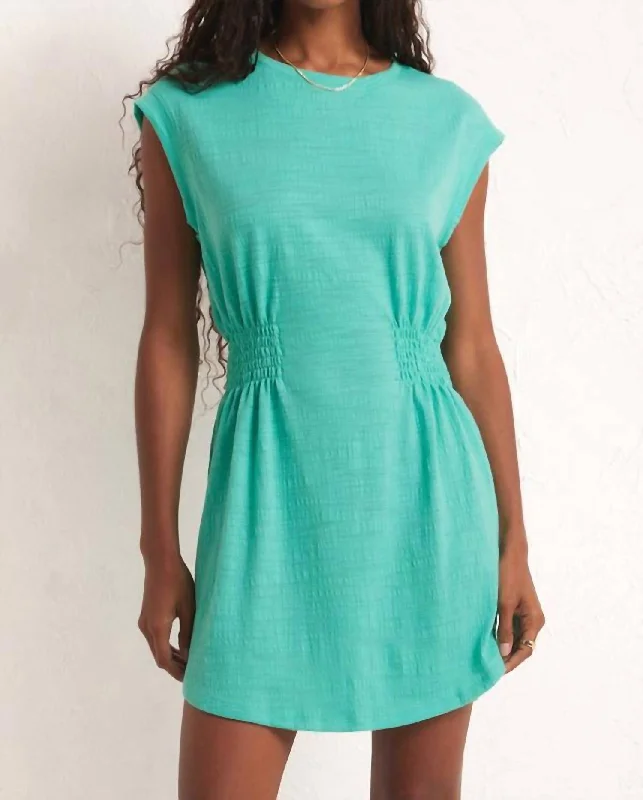 Literary Style Rowan Textured Knit Dress In Cabana Green