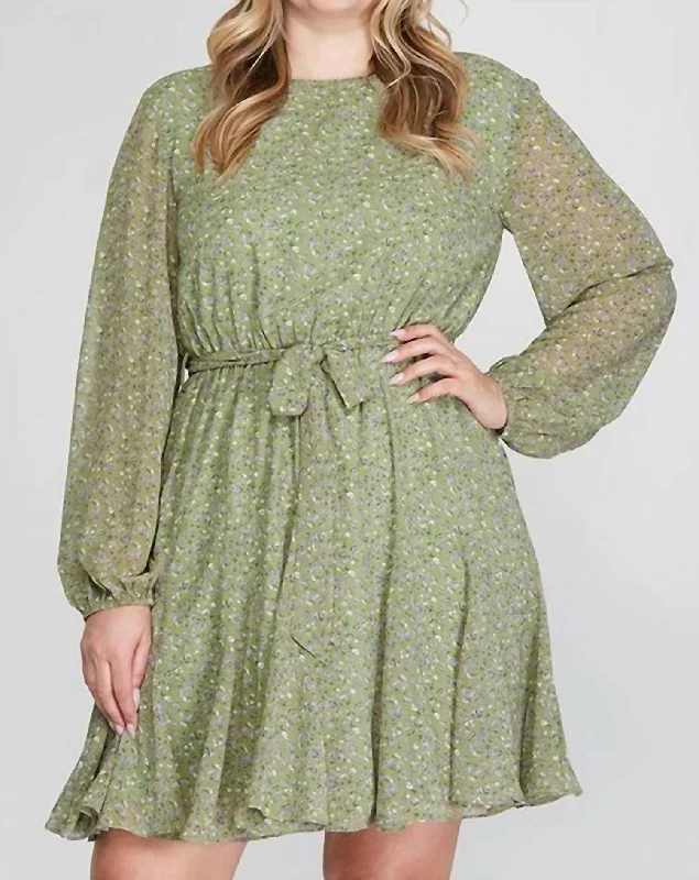 Fun and cute Sage And Lavender Dress In Green