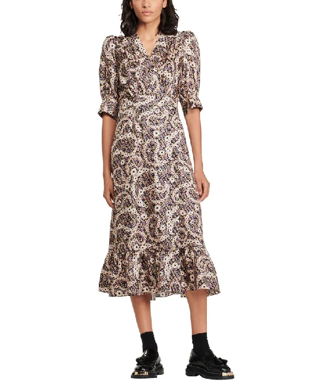 Sports Fitness Style Sandro Woven Silk Maxi Dress